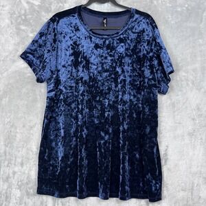 Torrid Women Sleep Crushed Velvet Short Sleeve Tunic Top Navy Blue Plus Size